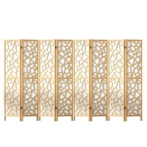 Artiss Clover Room Divider Screen Privacy Wood Dividers Stand 8 Panel Natural