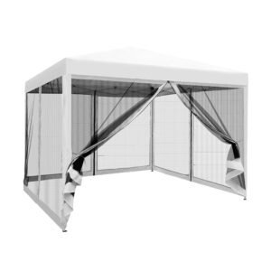 Instahut Gazebo Pop Up Marquee 3×3 Wedding Side Mesh Wall Outdoor Gazebos White