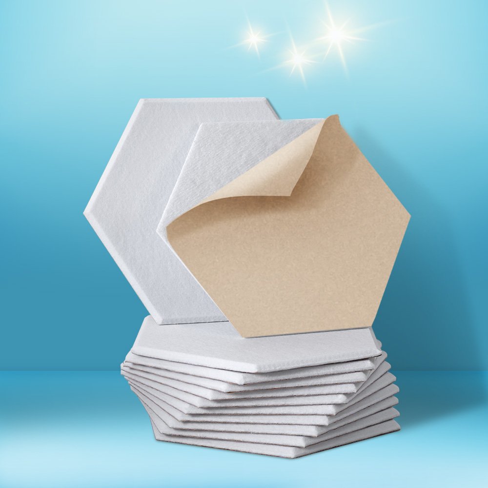 Alpha Acoustic Foam 12pcs 35x30x0.9cm Soundproof Absorption Panel Adhesive White - Image 7