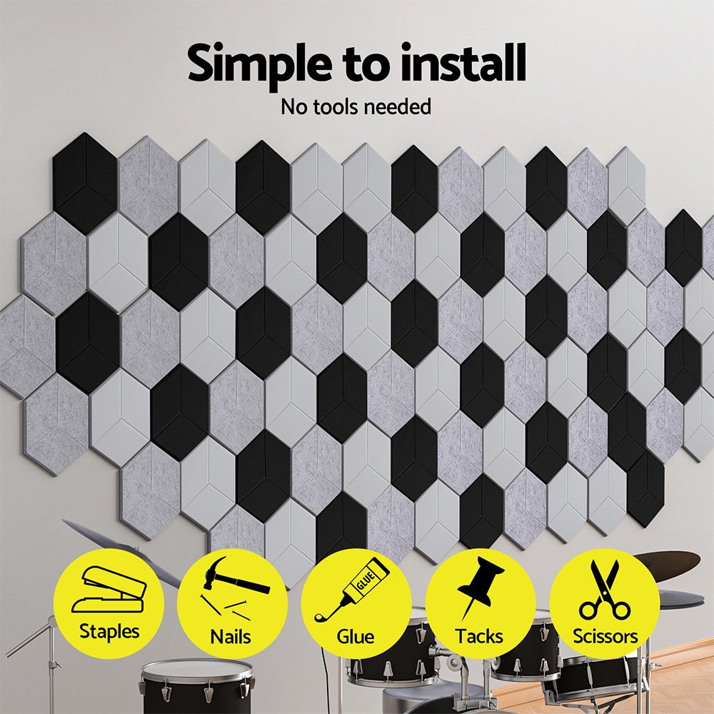 Alpha Acoustic Foam 12pcs 35x30x0.9cm Soundproof Absorption Panel Adhesive White - Image 6