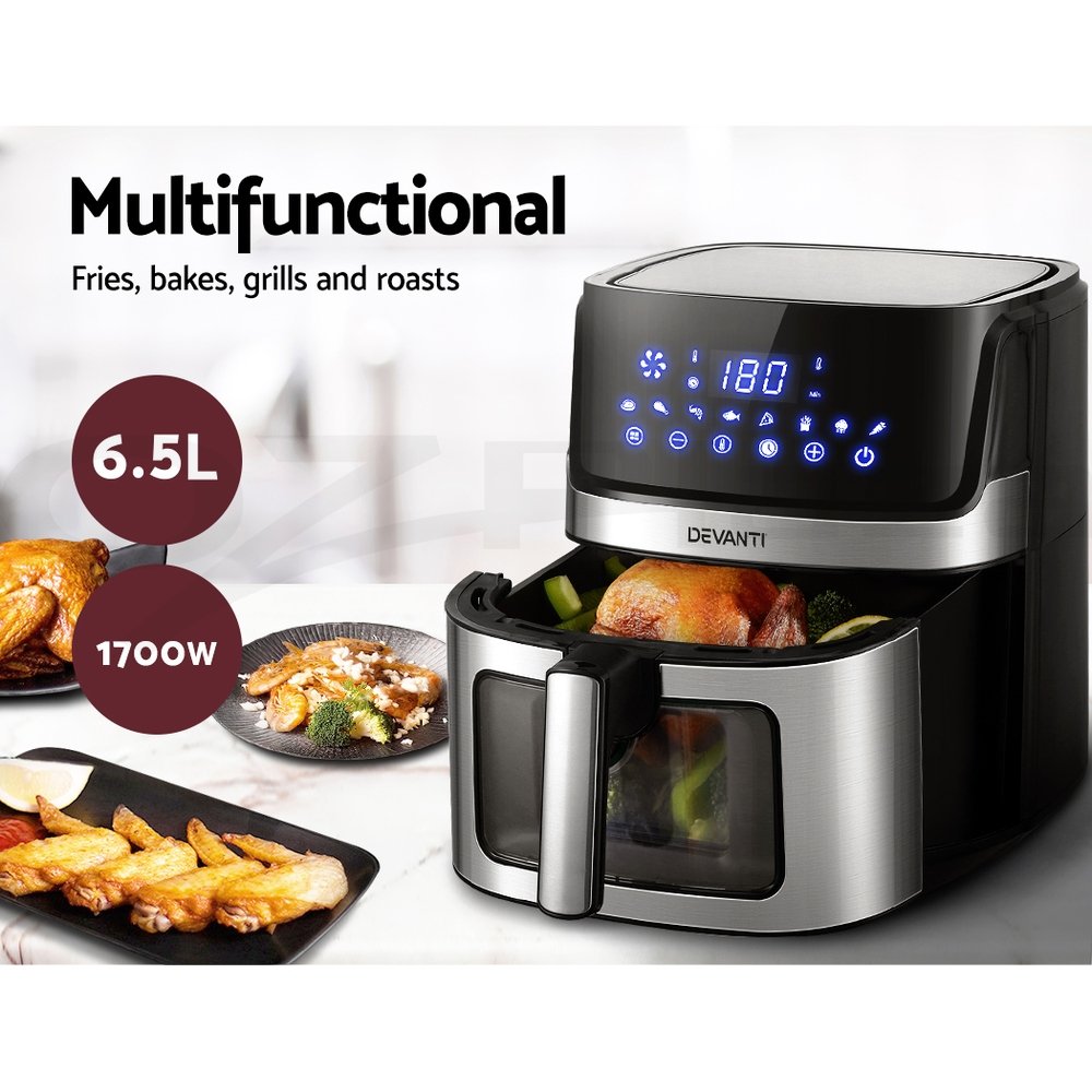 Devanti Air Fryer 6.5L LCD Fryers Clear Window - Image 5