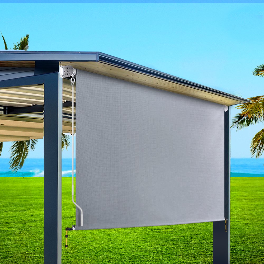 Instahut 3X2.5M Outdoor Blinds Awning Roll Down Screen Fabric Blinds Outdoor Window Shade Grey - Image 8