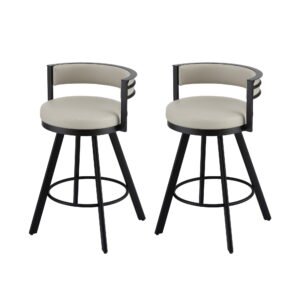 Artiss Bar Stools Set of 2 Swivel Kitchen Chair Metal Counter Beige Leather