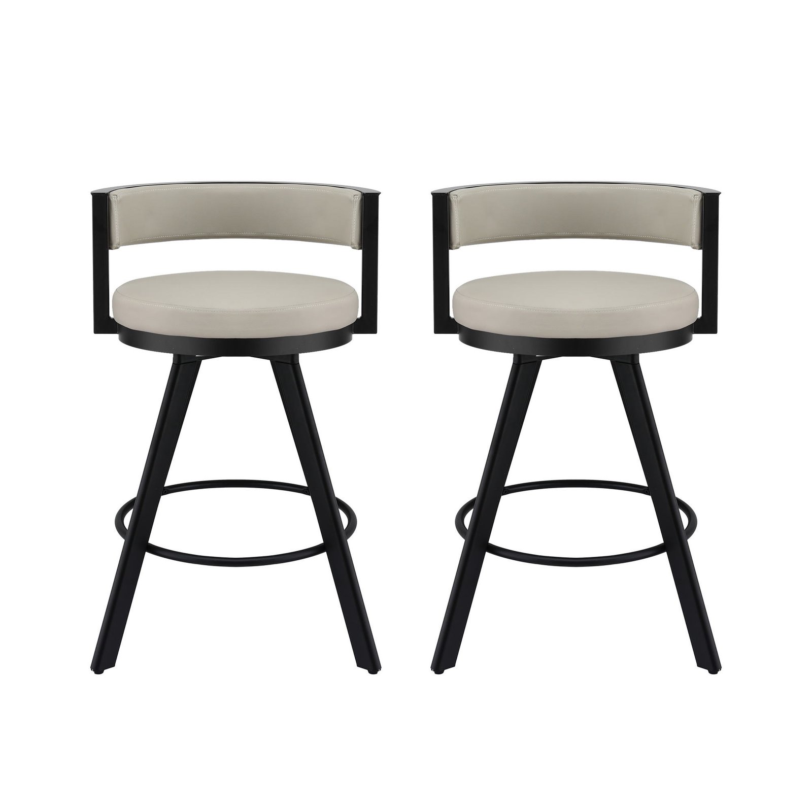 Artiss Bar Stools Set of 2 Swivel Kitchen Chair Metal Counter Beige Leather - Image 3