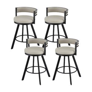 Artiss Bar Stools Set of 4 Swivel Kitchen Chair Metal Counter Beige Leather