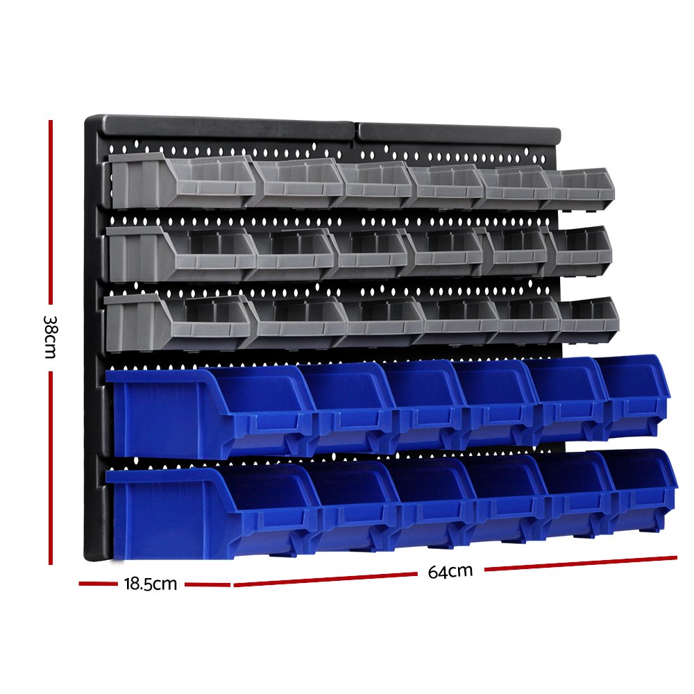 Giantz 30 Storage Bin Rack Wall Mounted - Image 2
