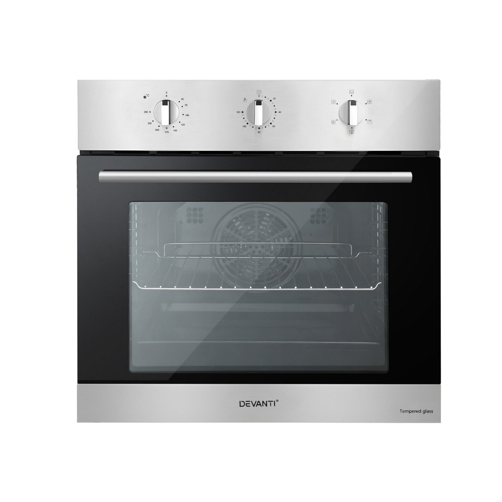 Devanti 60cm Electric Built In Wall Oven Stainless Steel 70L Silver - Image 2