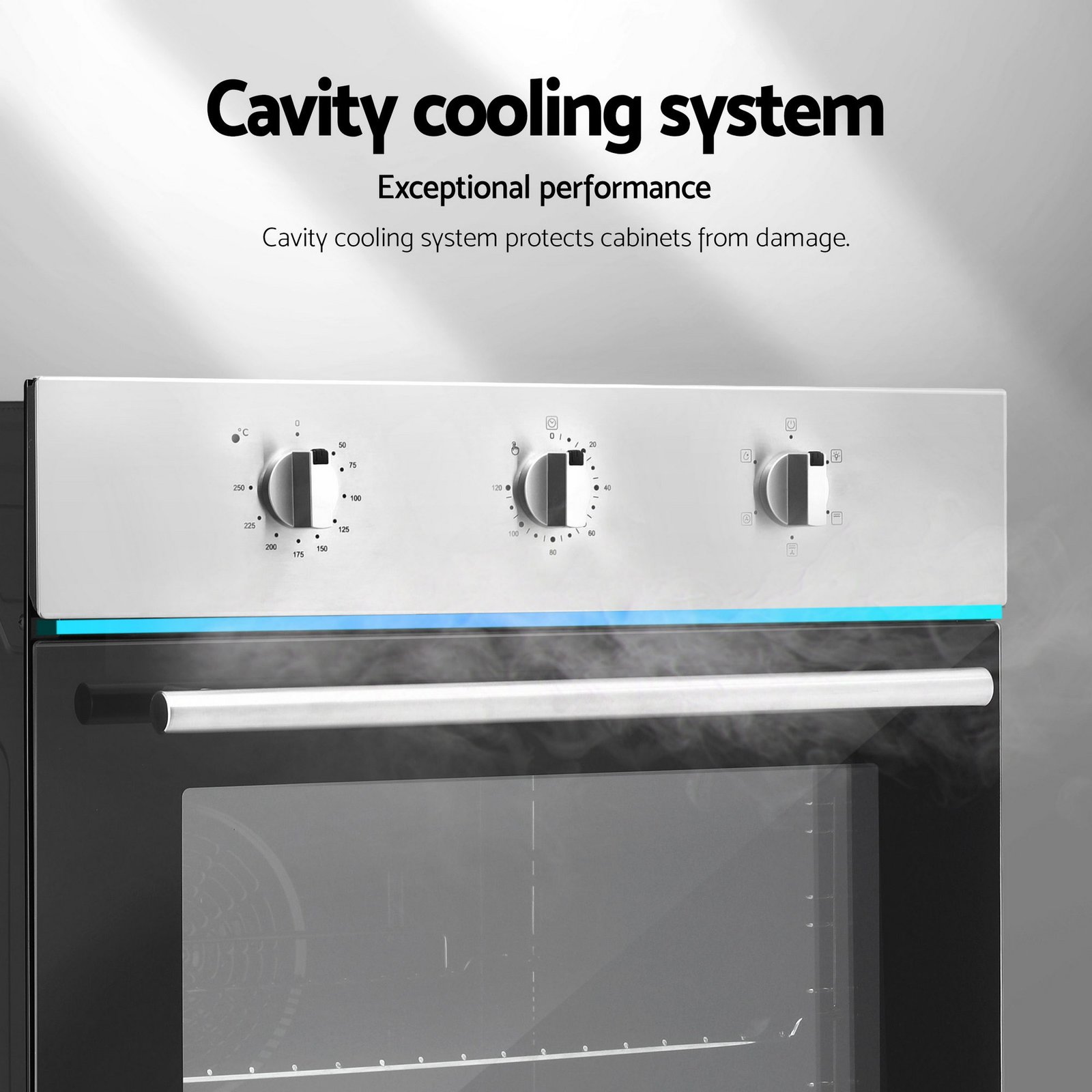 Devanti 60cm Electric Built In Wall Oven Stainless Steel 70L Silver - Image 9