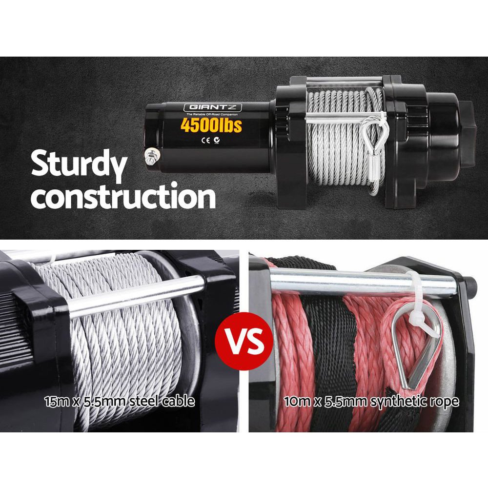 Giantz 4WD Electric Car Winch 4500LBS/2041KG - Image 5