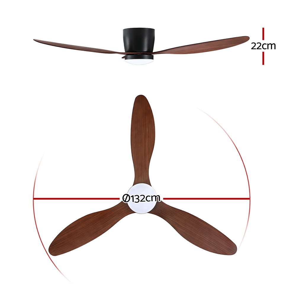 Devanti 52'' Ceiling Fan DC Motor w/Light w/Remote - Dark Wood - Image 2