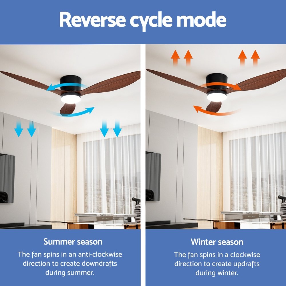 Devanti 52'' Ceiling Fan DC Motor w/Light w/Remote - Dark Wood - Image 6