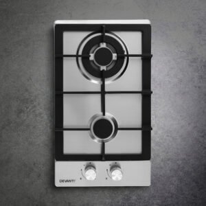 Devanti Gas Cooktop 30cm 2 Burner Silver
