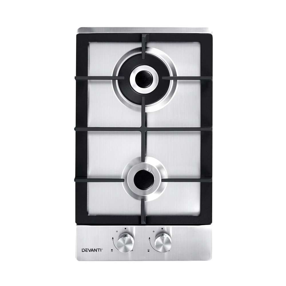 Devanti Gas Cooktop 30cm 2 Burner Silvir - Image 8
