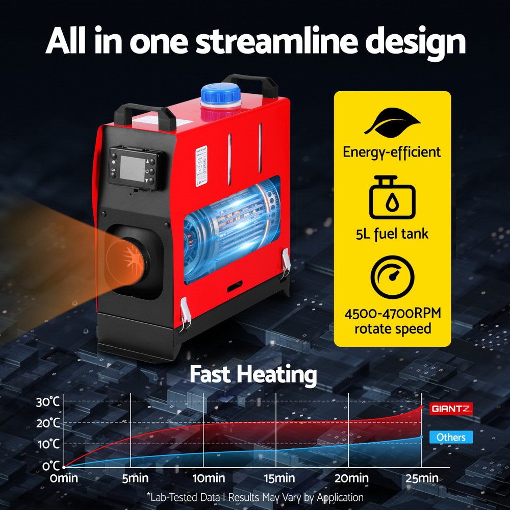 Giantz Diesel Air Heater All-in-one 12V 5KW LCD Remote Control for Car RV Indoors caravan machinery - Image 5