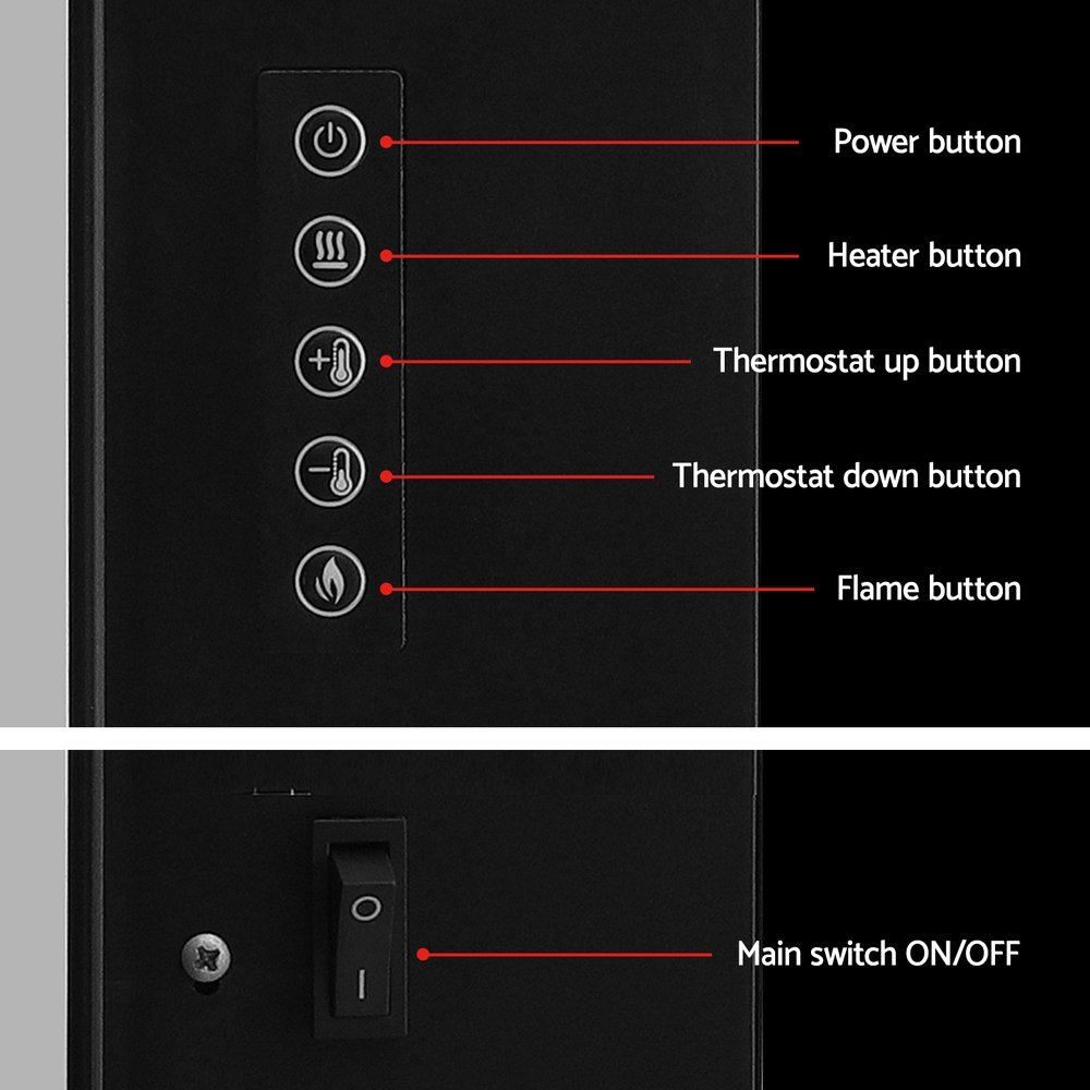 Devanti Electric Fireplace Fire Heater 2000W Black - Image 6