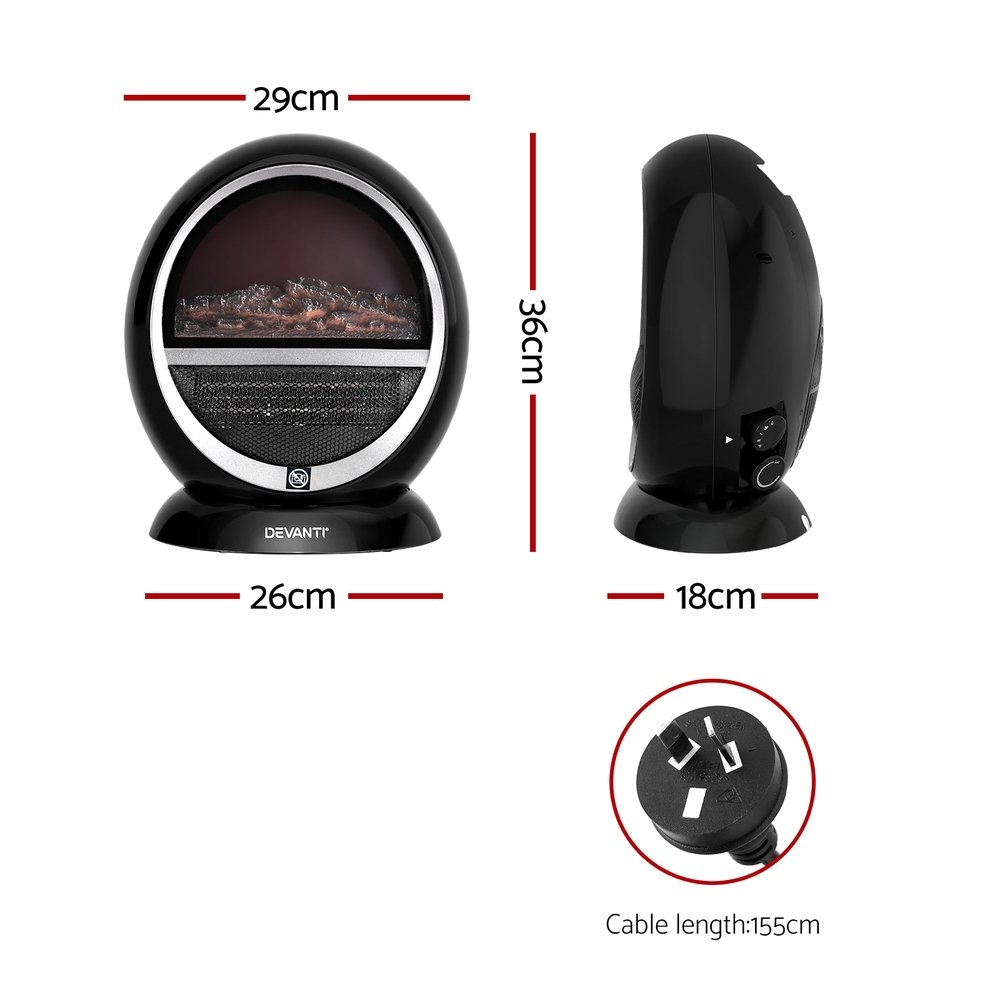 Devanti Electric Fireplace Fire Heaters 1500W - Image 2