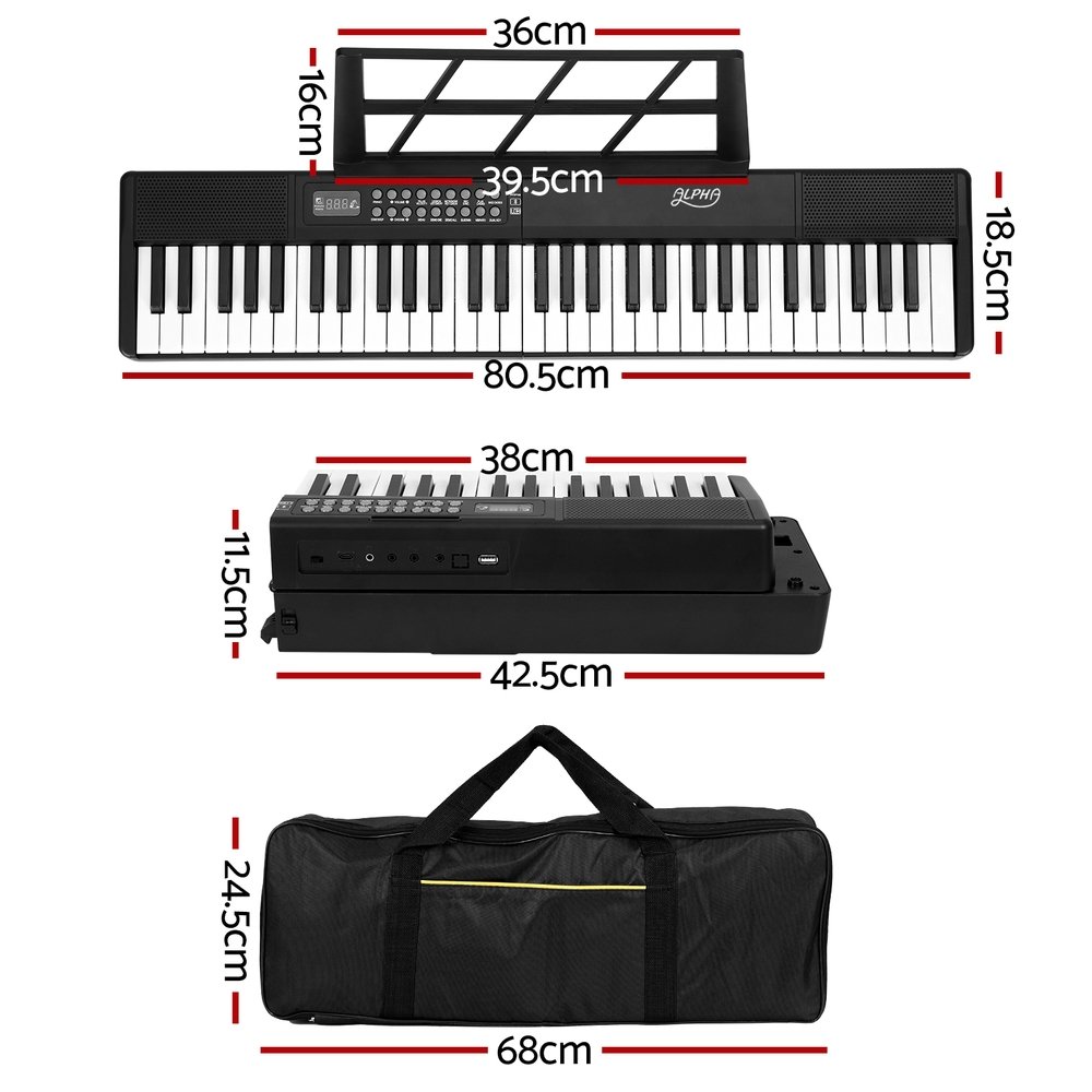 Alpha 61 Keys Foldable Electronic Piano Keyboard Digital Electric w/ Carry Bag - Image 2
