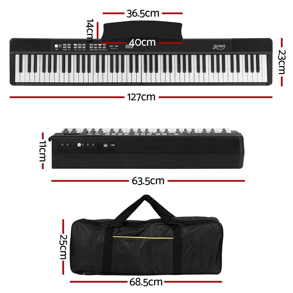 Alpha 88 Keys Foldable Electronic Piano Keyboard Digital Electric w/ Carry Bag - Image 2