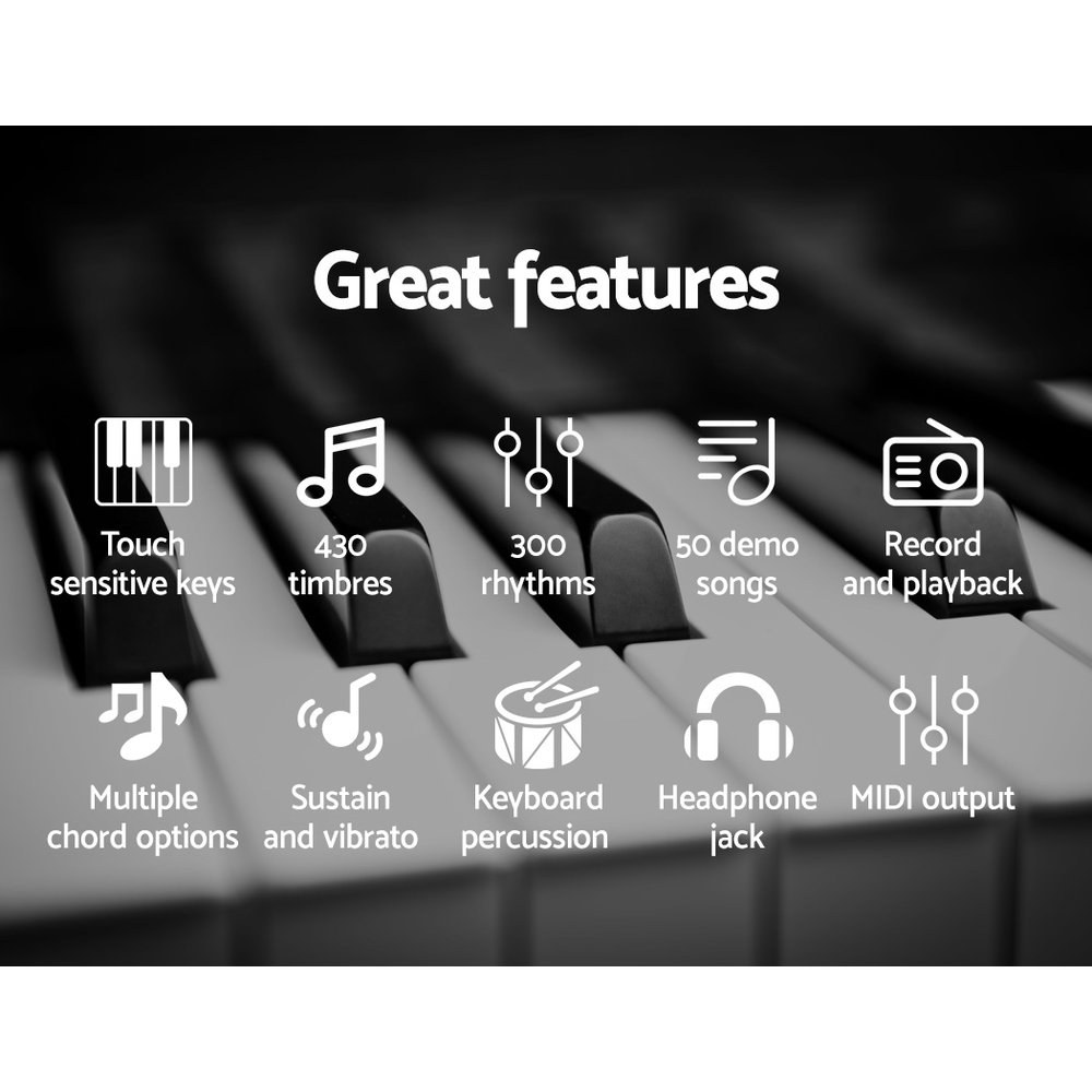 Alpha 61 Keys Electronic Piano Keyboard Digital Electric w/ Stand Stool Touch - Image 5