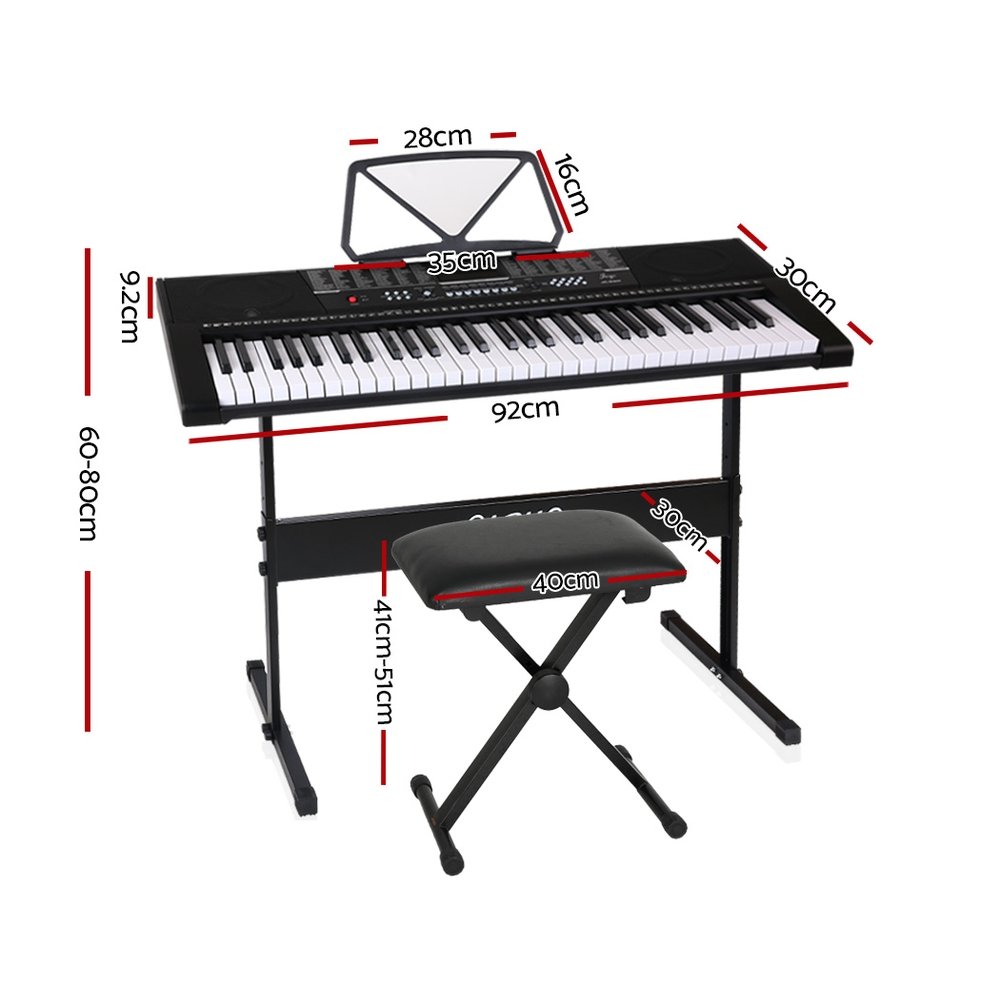 Alpha 61 Keys Electronic Piano Keyboard Digital Electric w/ Stand Stool Speaker - Image 2