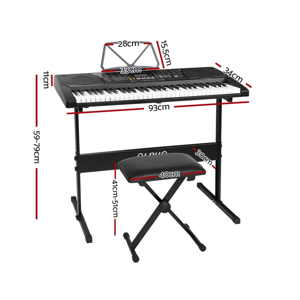 Alpha 61 Keys Electronic Piano Keyboard Digital Electric w/ Stand Stool Lighted - Image 2