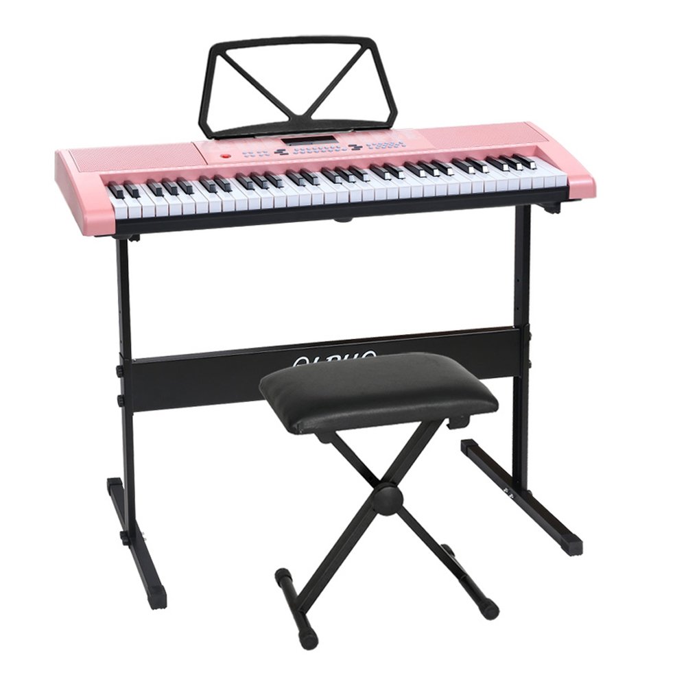 Alpha 61 Keys Electronic Piano Keyboard Digital Electric w/ Stand Stool Pink - Image 7