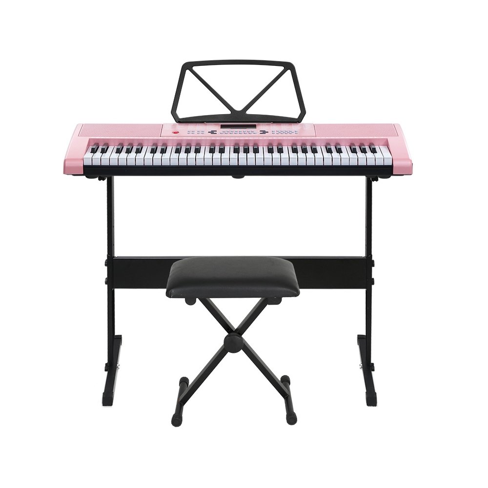 Alpha 61 Keys Electronic Piano Keyboard Digital Electric w/ Stand Stool Pink - Image 3