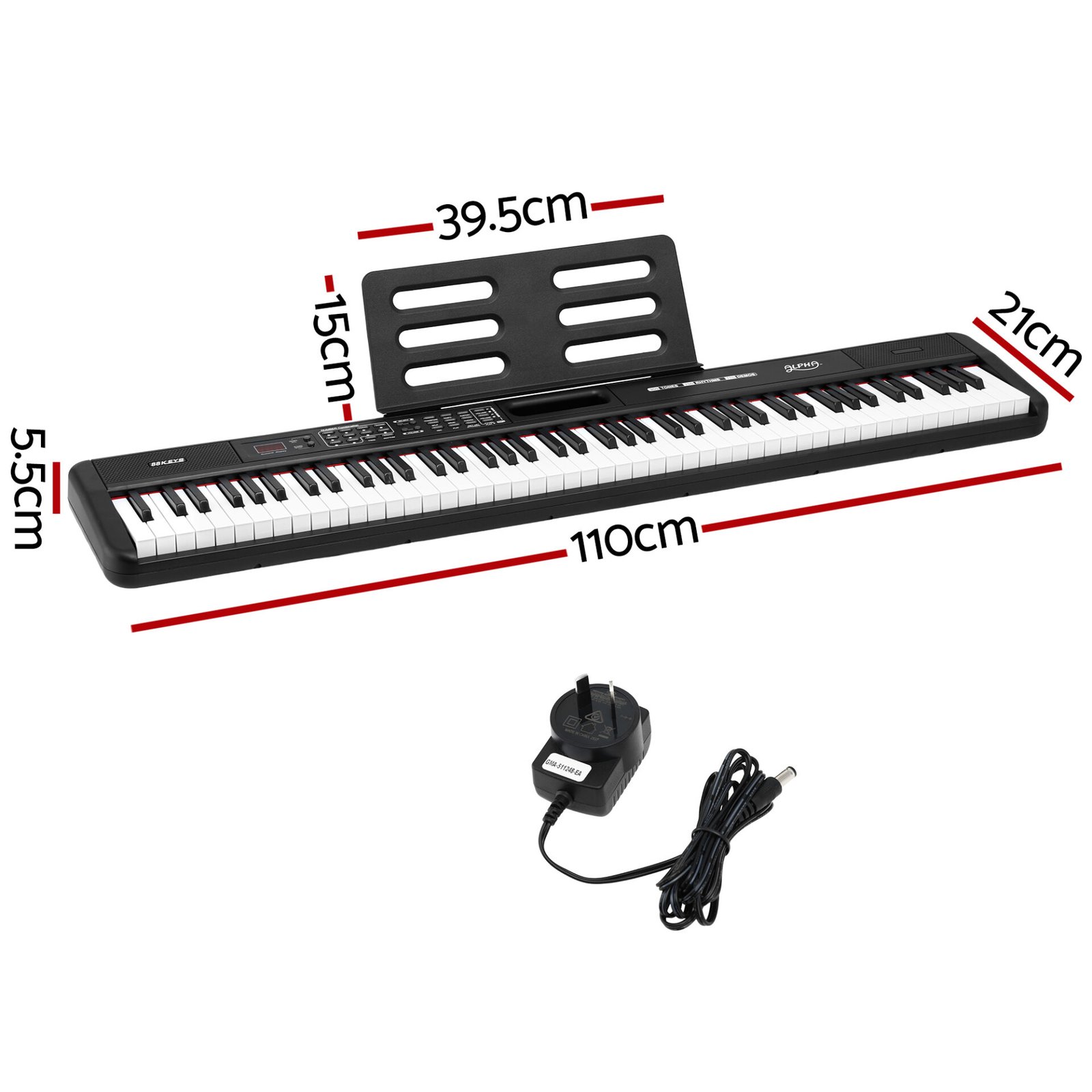 Alpha Piano Keyboard 88 Keys Electric Electronic Keyboard Piano Gift Black - Image 2