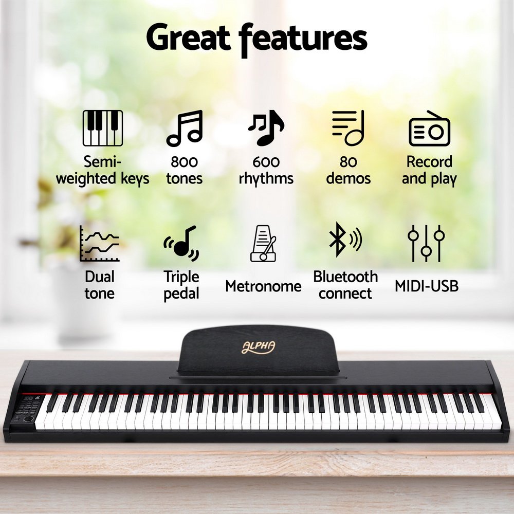 Alpha 88 Keys Digital Piano Keyboard Electronic w/ Stand - Image 5