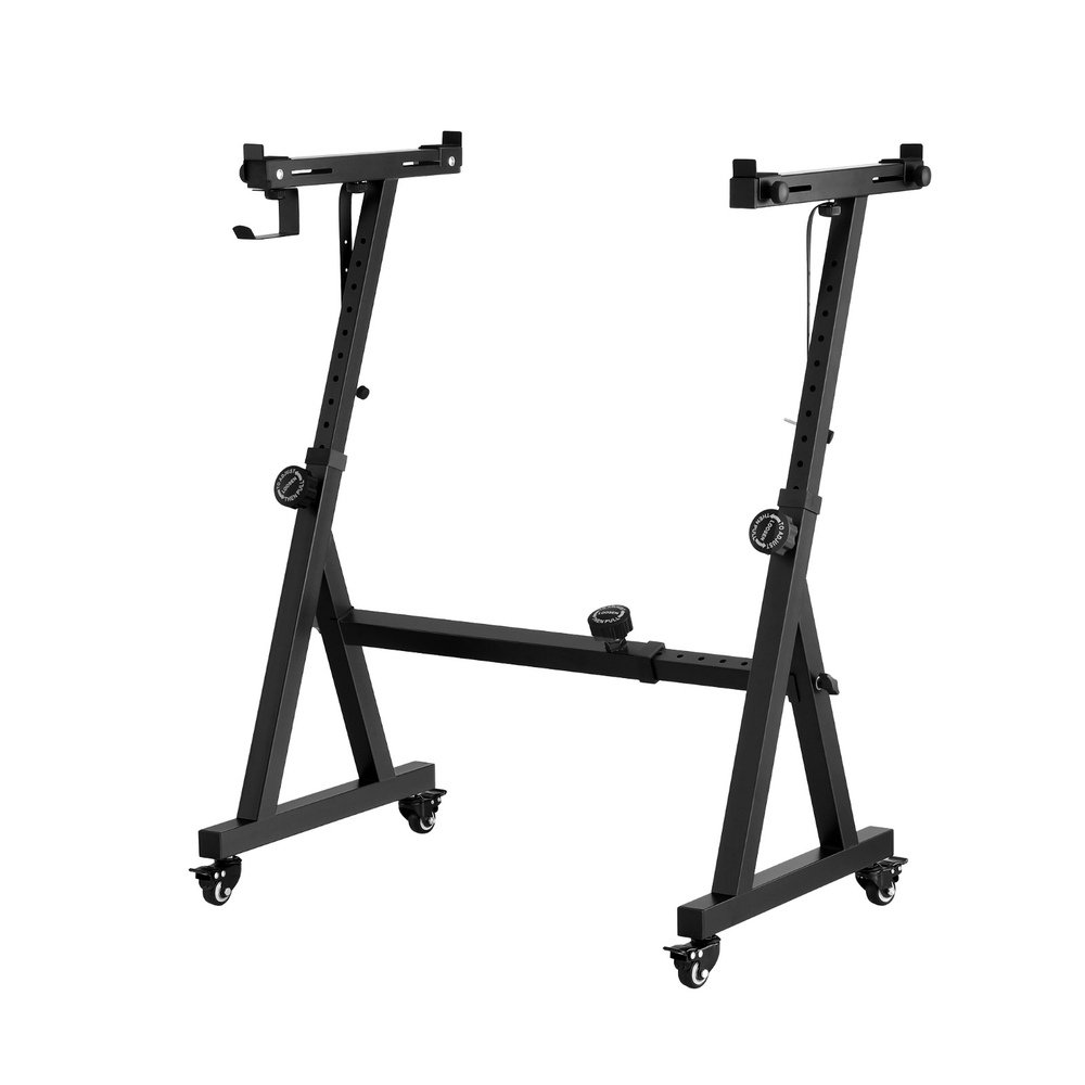 Alpha Heavy Duty Adjustable Piano Stand with Lockable Wheels Z-Stand Black - Image 3
