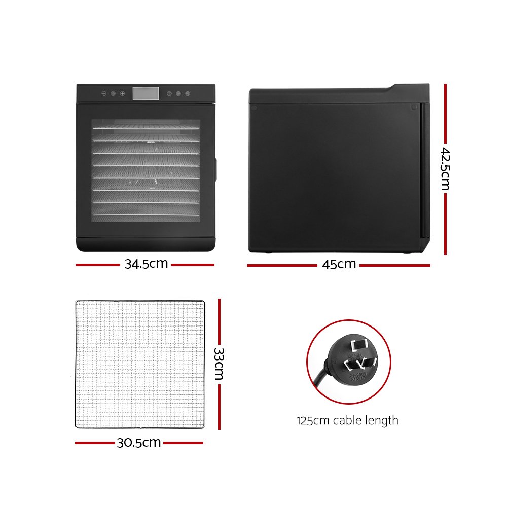 Devanti 10 Trays Food Dehydrator Stainless Steel Tray - Image 2