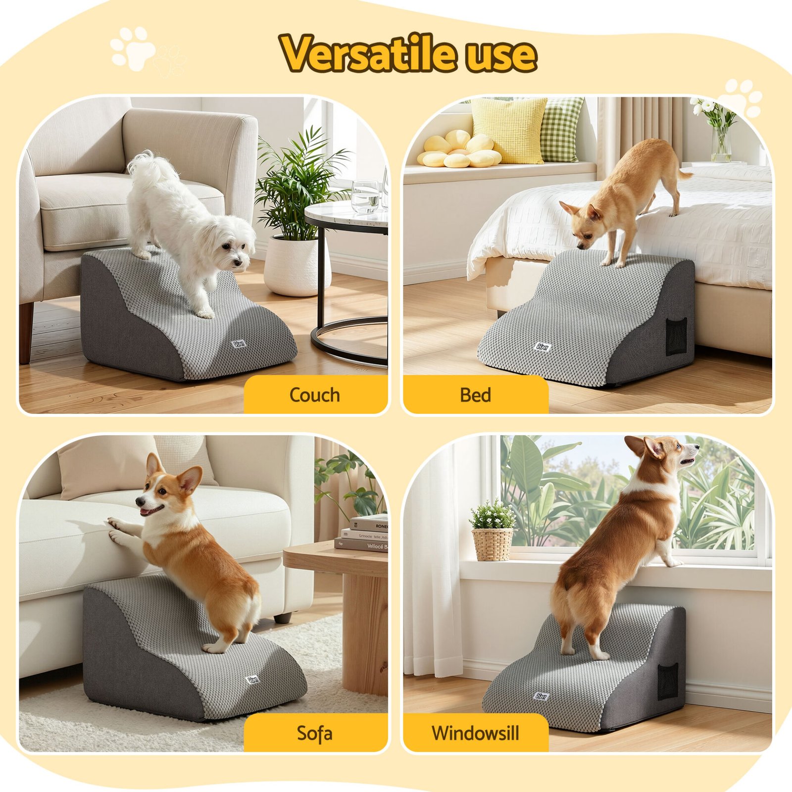 i.Pet Dog Ramp 2 Steps For Small Dogs Bed Sofa Car Foam Non-Slip Pet Cat Stairs - Image 7
