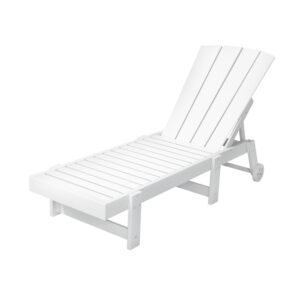 Gardeon Sun Lounge Beach Chair HDPE Adirondack Lounger Patio Outdoor Furniture with Wheels White