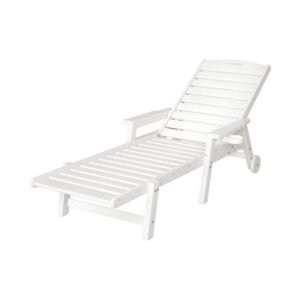 Gardeon Sun Lounge Lounger Beach Chair HDPE Patio Outdoor Furniture with Wheels White