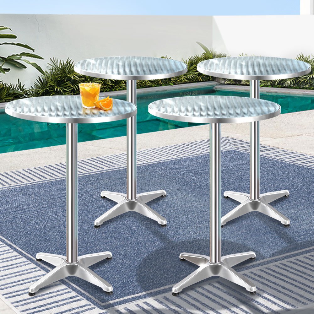 Gardeon Set of 4 Outdoor Bar Table Aluminium Round 70/110CM - Image 8