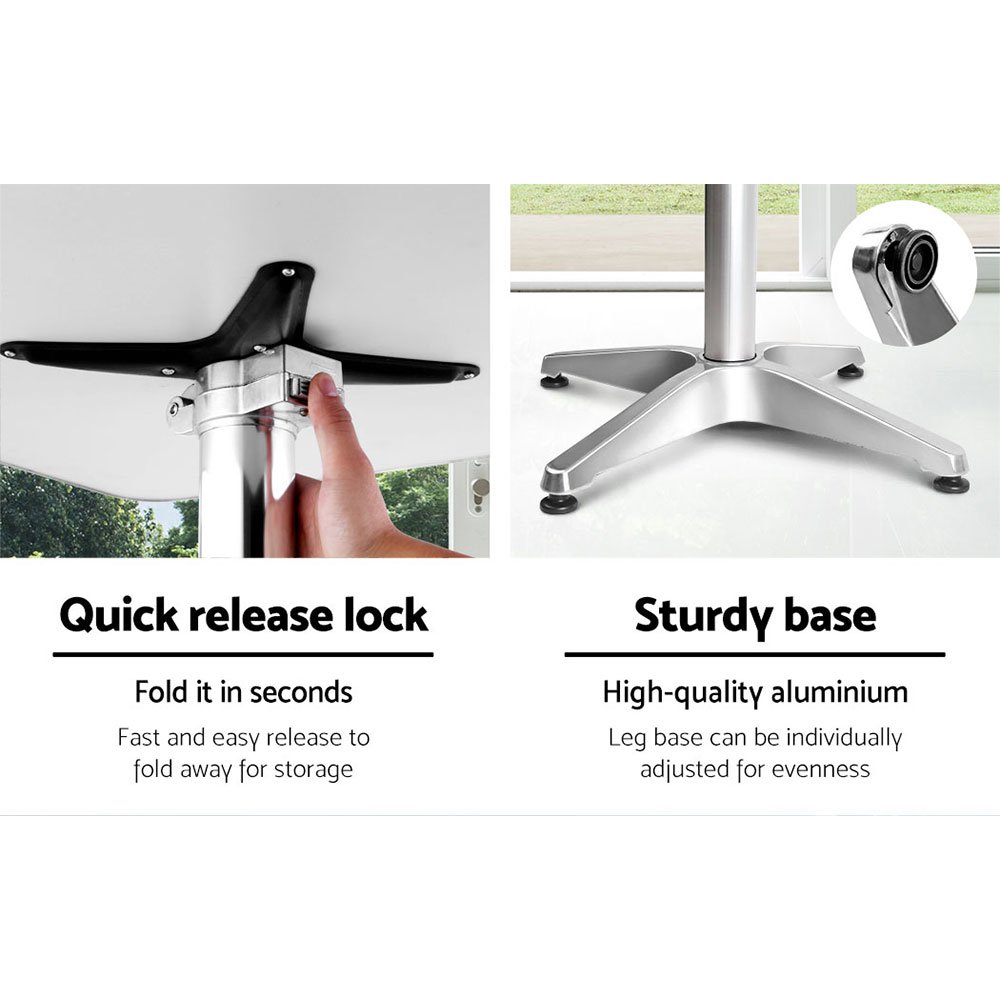 Gardeon Outdoor Bar Table Adjustable Aluminium Square 70/110cm - Image 6