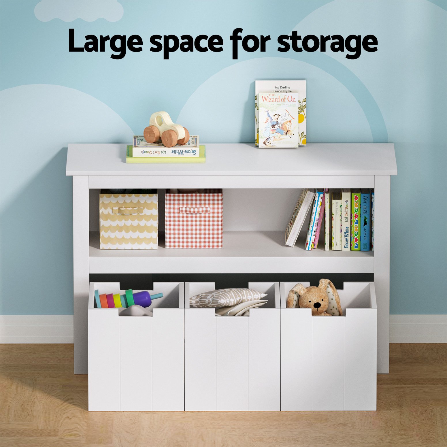 Keezi Kids Bookshelf 3 Drawers Storage Children Bookcase Toy Organiser Display - Image 7