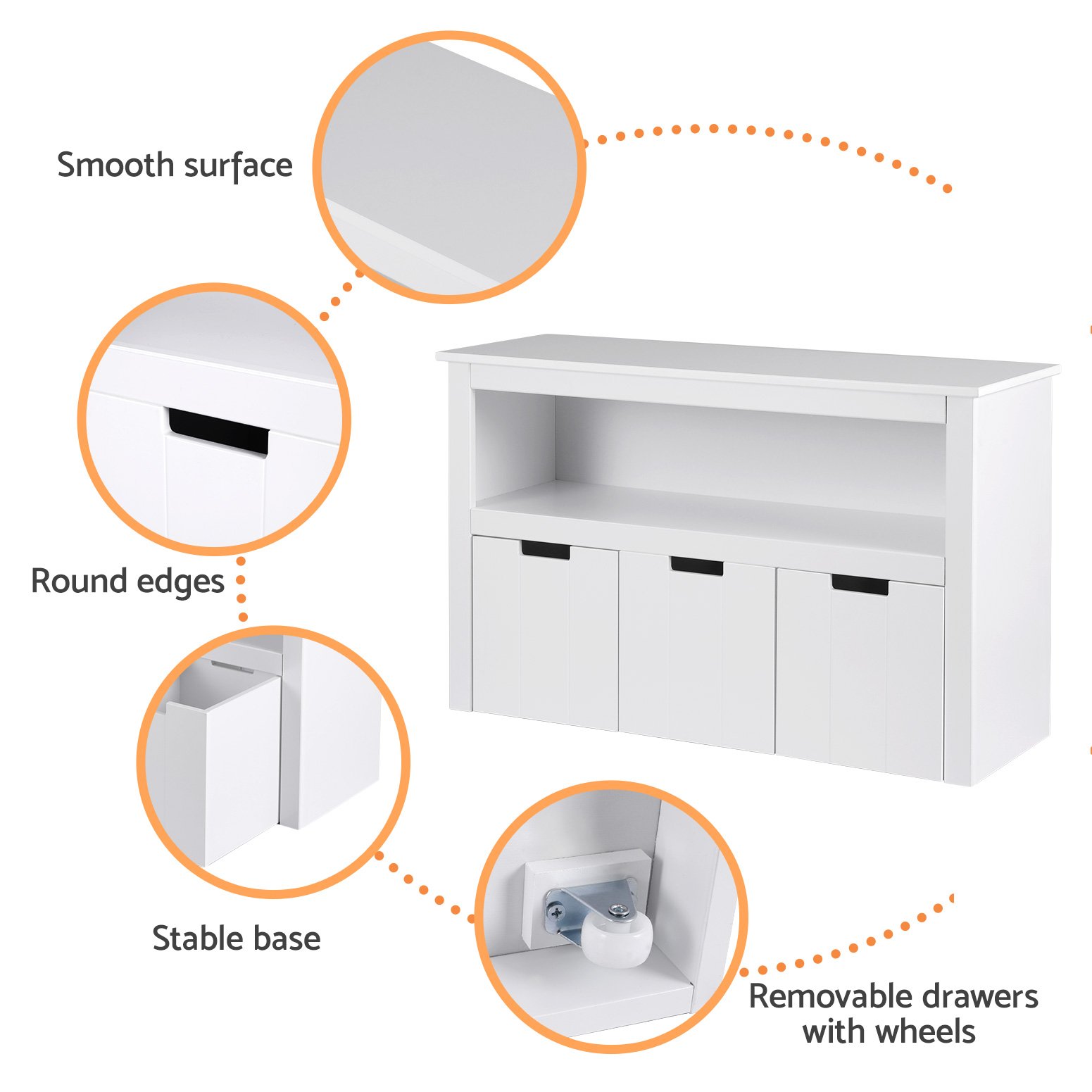 Keezi Kids Bookshelf 3 Drawers Storage Children Bookcase Toy Organiser Display - Image 8