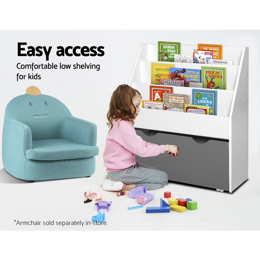 Keezi 3 Tiers Kids Bookshelf Magazine Rack Children Bookcase Organiser Storage - Image 4