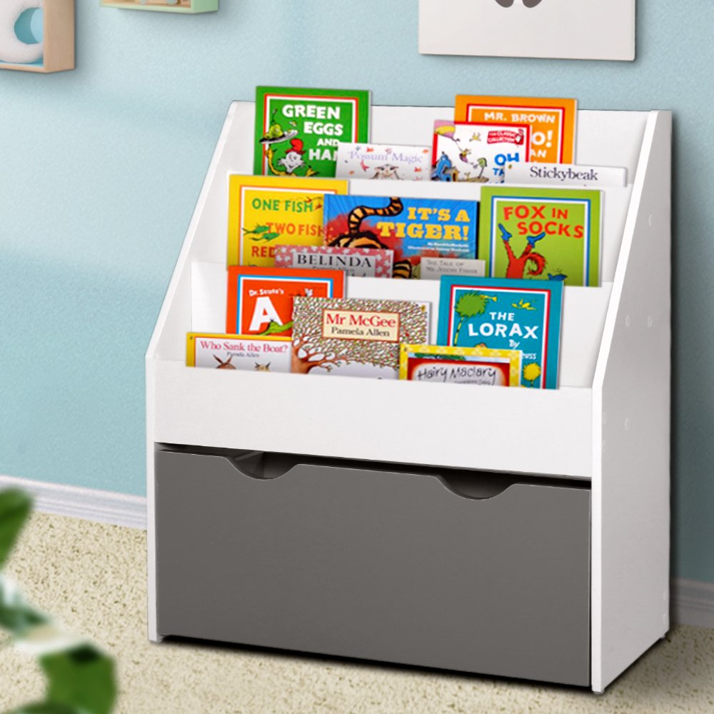 Keezi 3 Tiers Kids Bookshelf Magazine Rack Children Bookcase Organiser Storage - Image 7