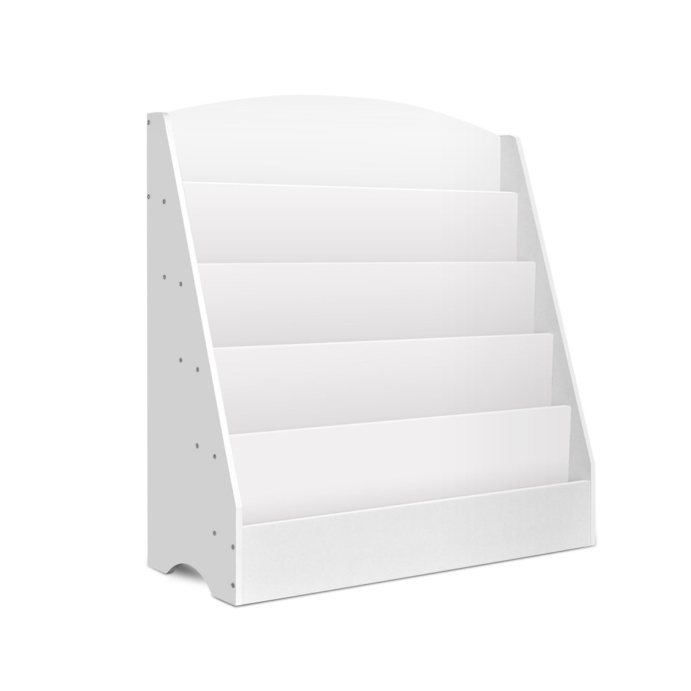 Keezi 5 Tiers Kids Bookshelf Magazine Shelf Organiser Bookcase Display Rack White - Image 3