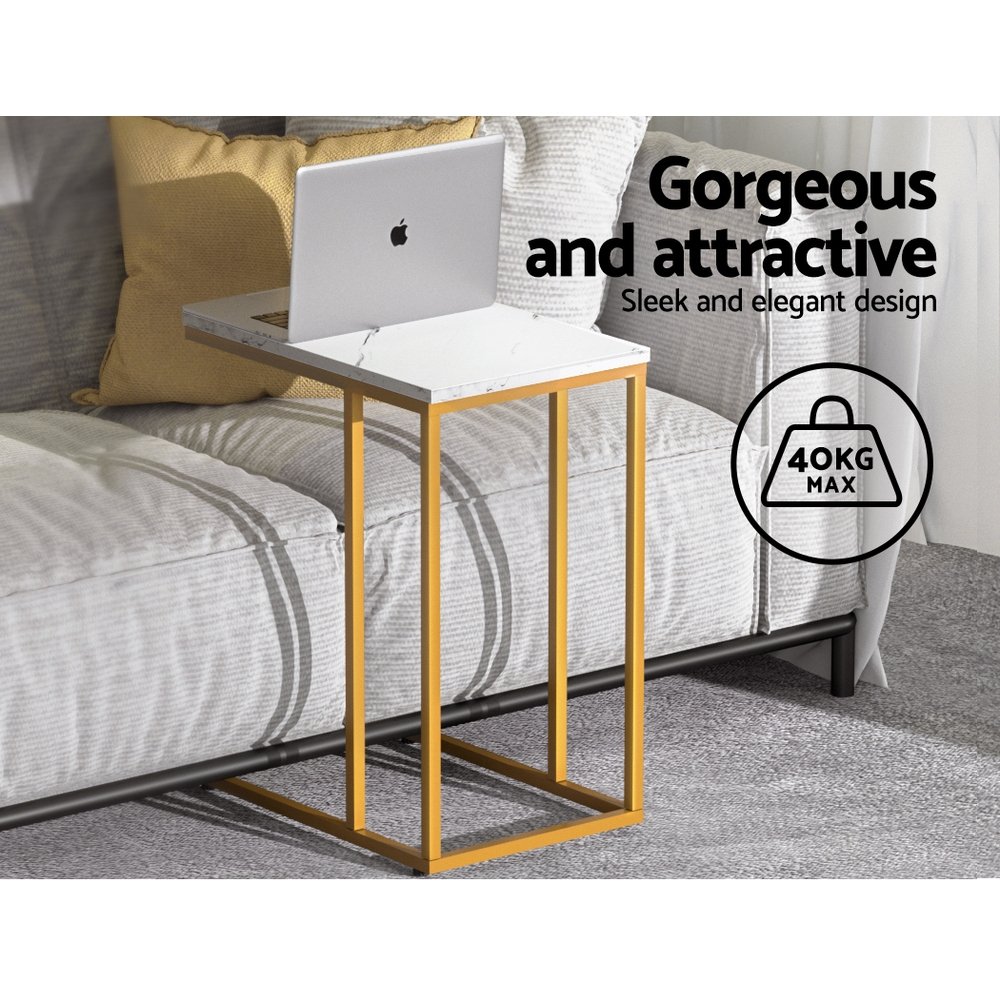Artiss Coffee Table Side Table Marble Effect Emma - Image 4