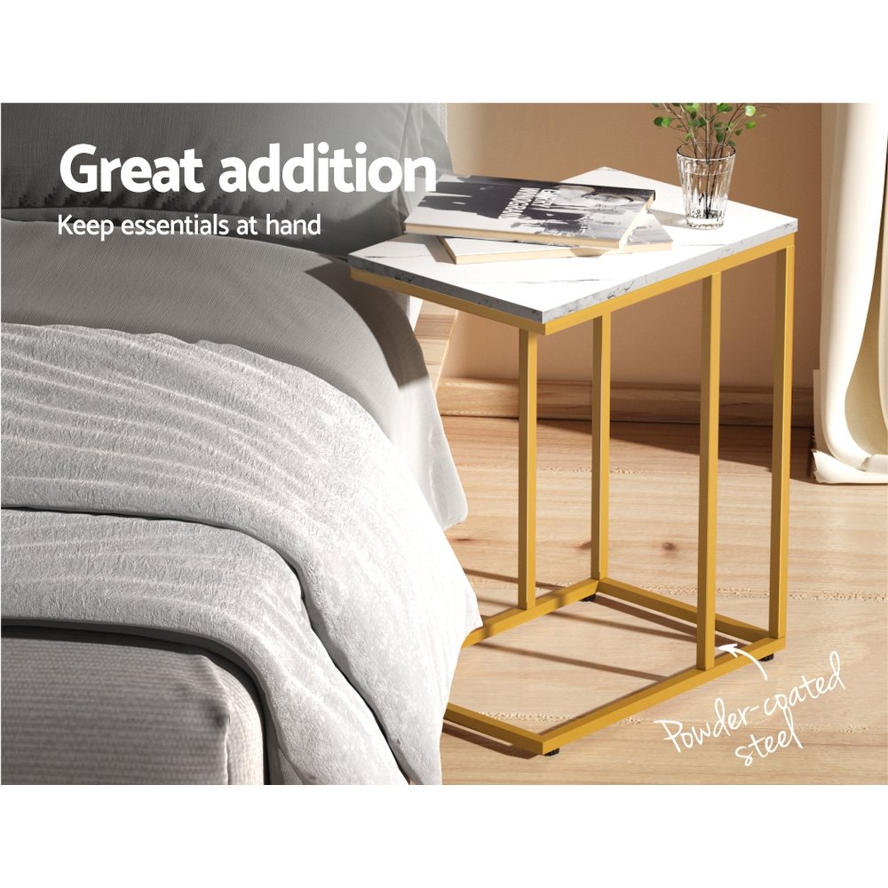 Artiss Coffee Table Side Table Marble Effect Emma - Image 6