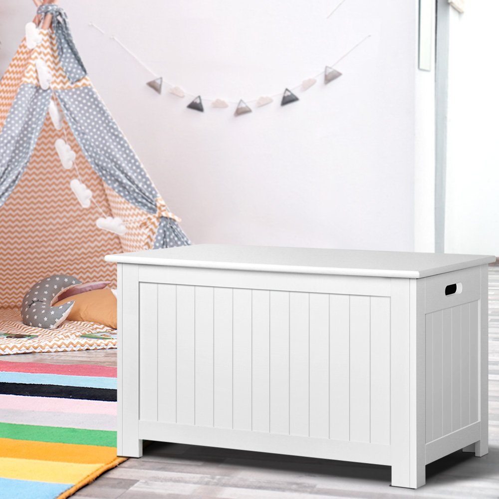 Keezi Kids Toy Box Chest Storage Blanket Children Clothes Room Organiser White - Image 8