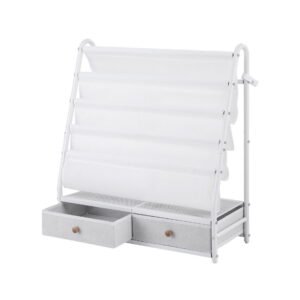 Keezi Kids Bookshelf Metal Storage Rack Toy Organiser Display Shelf Drawer White