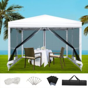 Instahut Gazebo Pop Up Marquee 3x3m Wedding Party Outdoor Camping Tent Canopy Shade Mesh Wall White