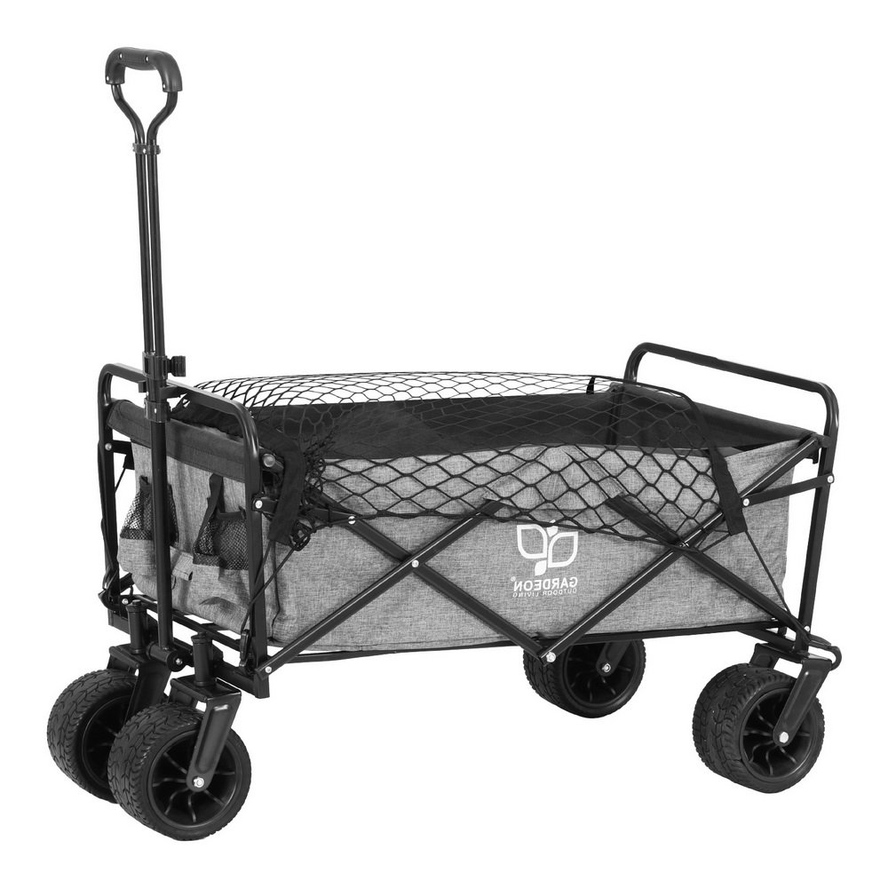 Gardeon Garden Cart with Cargo Net Grey - Image 4