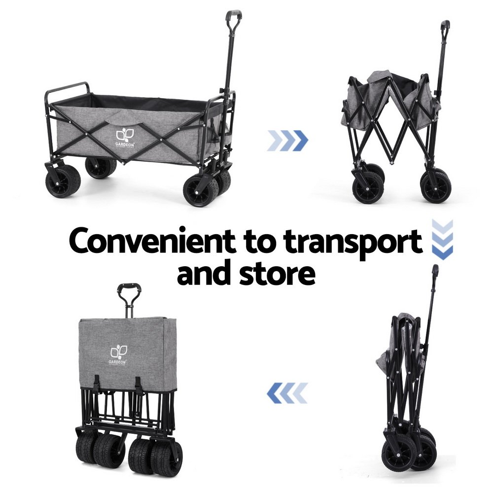 Gardeon Garden Cart with Cargo Net Grey - Image 6