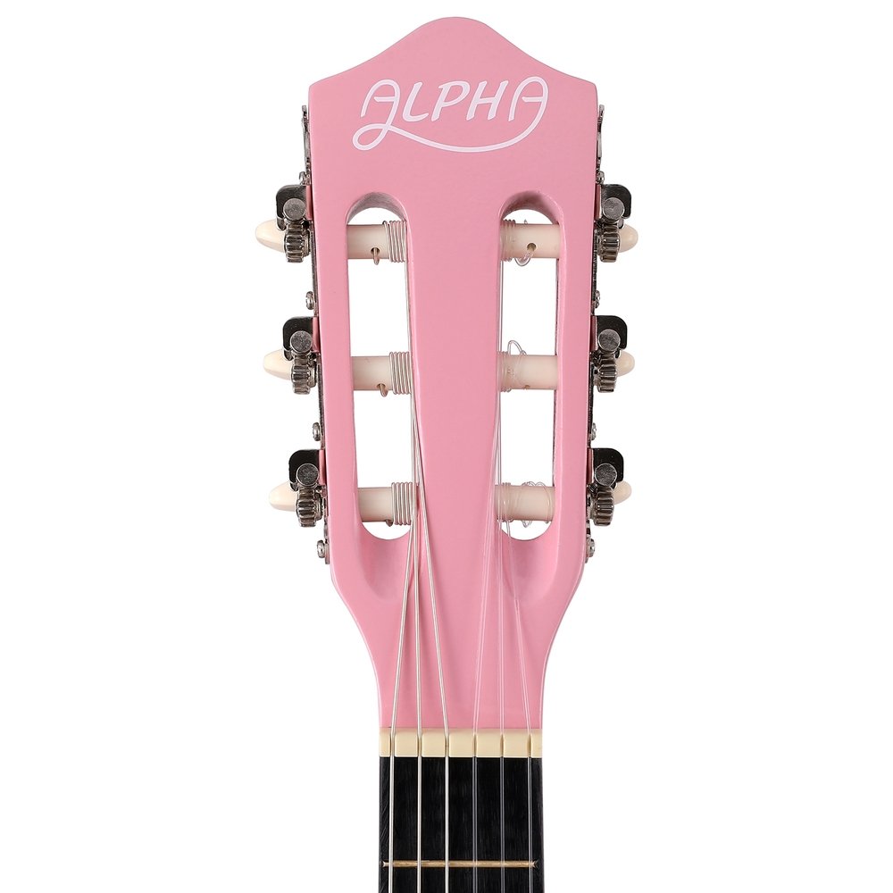 Alpha 34 Inch Classical Guitar Wooden Body Nylon String Beginner Kids Gift Pink - Image 3