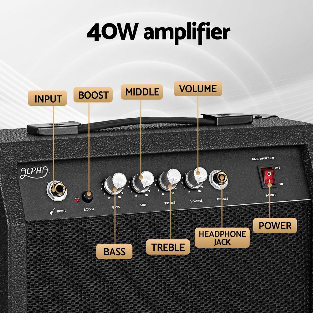 Alpha 40W Bass Guitar Amplifier Portable - Image 4